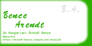 bence arendt business card